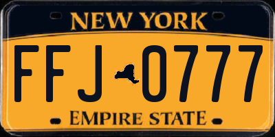 NY license plate FFJ0777