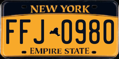 NY license plate FFJ0980