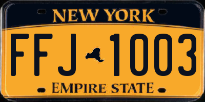 NY license plate FFJ1003