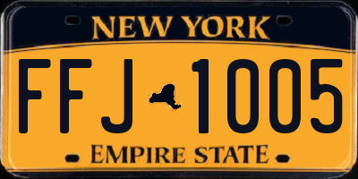 NY license plate FFJ1005