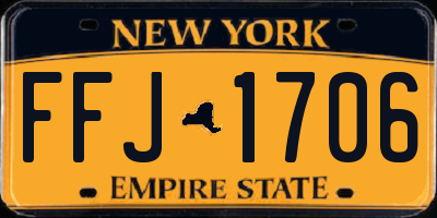 NY license plate FFJ1706