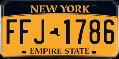 NY license plate FFJ1786