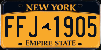 NY license plate FFJ1905