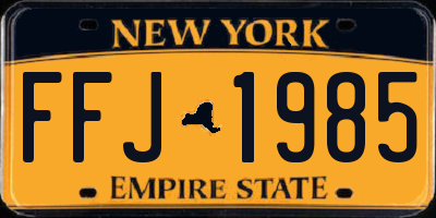 NY license plate FFJ1985