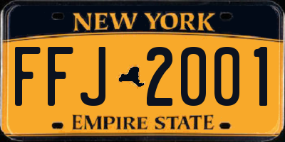 NY license plate FFJ2001