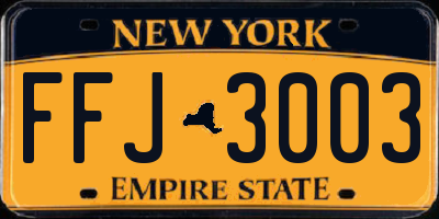 NY license plate FFJ3003