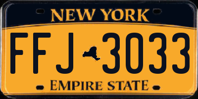 NY license plate FFJ3033