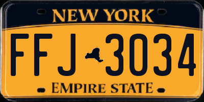 NY license plate FFJ3034