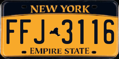 NY license plate FFJ3116