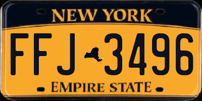 NY license plate FFJ3496