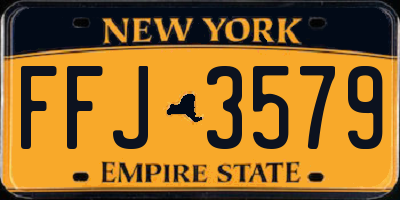 NY license plate FFJ3579
