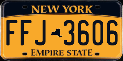 NY license plate FFJ3606