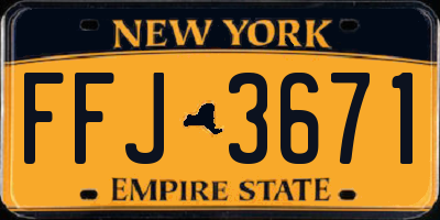 NY license plate FFJ3671