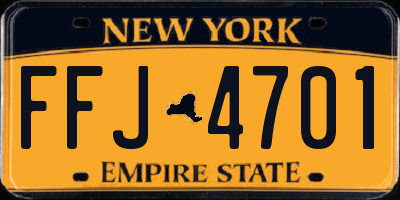 NY license plate FFJ4701