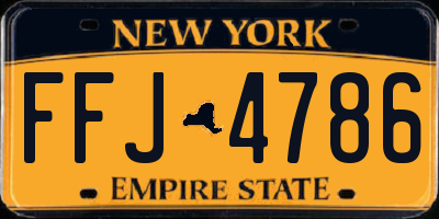 NY license plate FFJ4786