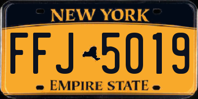 NY license plate FFJ5019