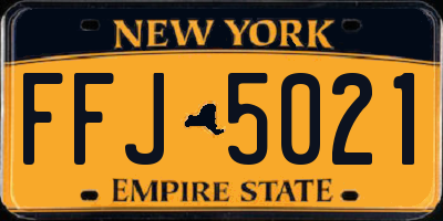 NY license plate FFJ5021