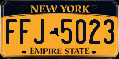 NY license plate FFJ5023