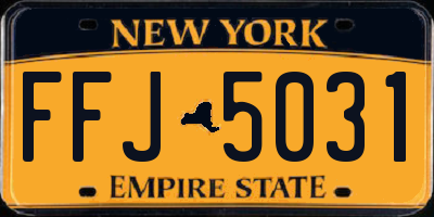 NY license plate FFJ5031