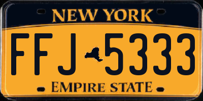 NY license plate FFJ5333