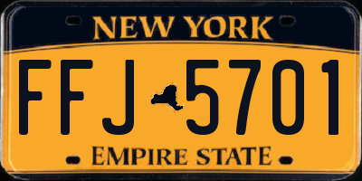 NY license plate FFJ5701