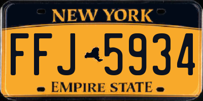 NY license plate FFJ5934