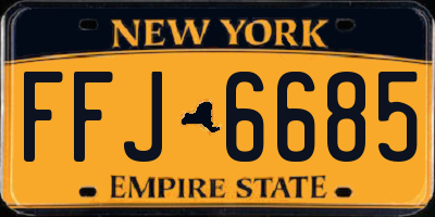 NY license plate FFJ6685