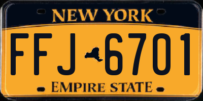 NY license plate FFJ6701
