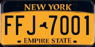 NY license plate FFJ7001
