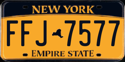 NY license plate FFJ7577