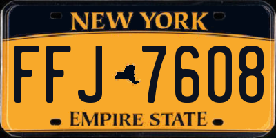 NY license plate FFJ7608