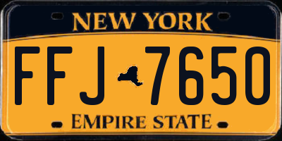 NY license plate FFJ7650