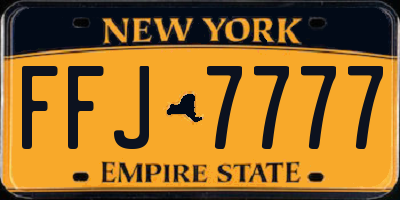 NY license plate FFJ7777