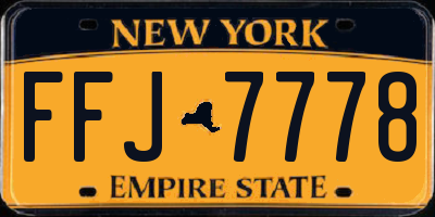 NY license plate FFJ7778