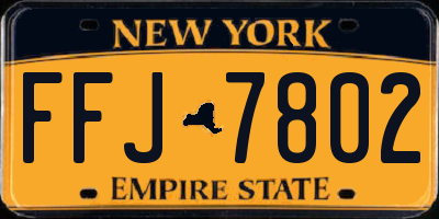 NY license plate FFJ7802