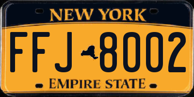 NY license plate FFJ8002