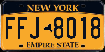 NY license plate FFJ8018
