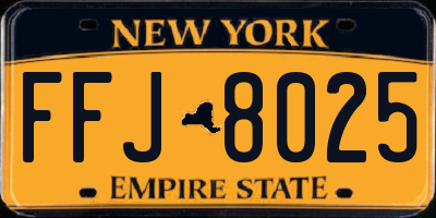 NY license plate FFJ8025