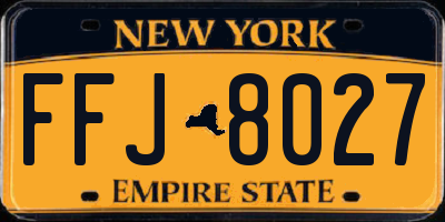 NY license plate FFJ8027