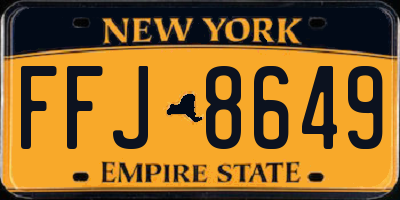 NY license plate FFJ8649