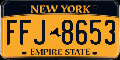 NY license plate FFJ8653