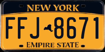 NY license plate FFJ8671
