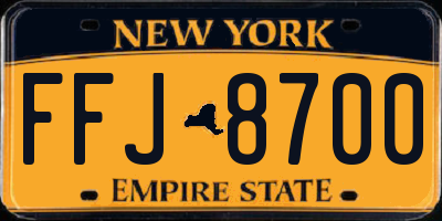 NY license plate FFJ8700