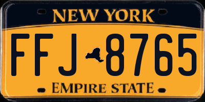 NY license plate FFJ8765