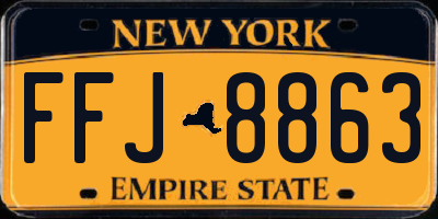 NY license plate FFJ8863