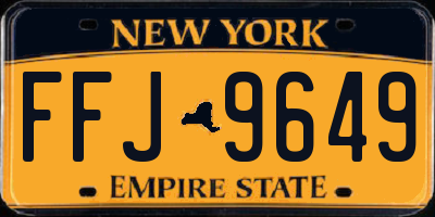 NY license plate FFJ9649