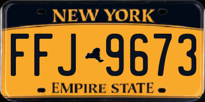 NY license plate FFJ9673