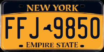 NY license plate FFJ9850