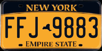 NY license plate FFJ9883