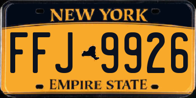 NY license plate FFJ9926